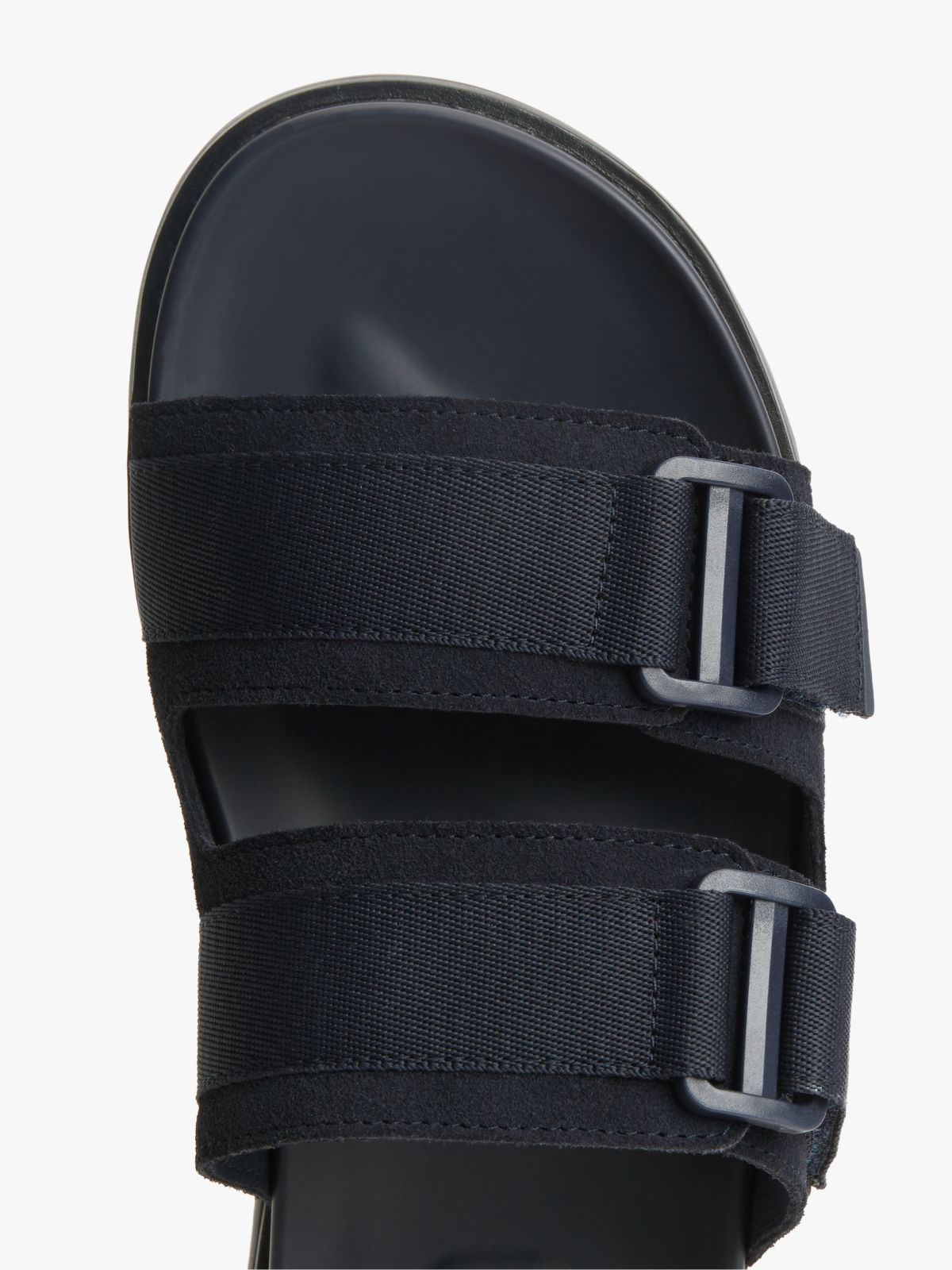 Webbing Strap Buckle Suede Sandals — Blue