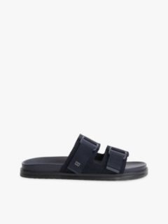 Webbing Strap Buckle Suede Sandals — Blue 1