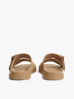 Webbing Strap Buckle Suede Sandals — Brown 4