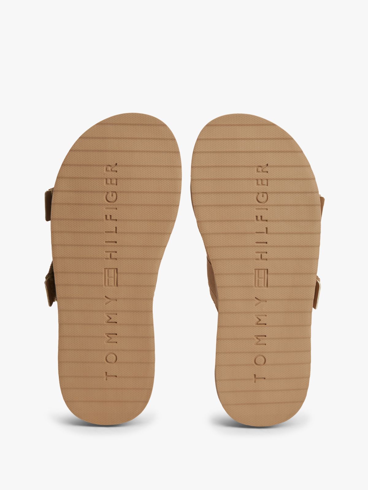 Webbing Strap Buckle Suede Sandals — Brown