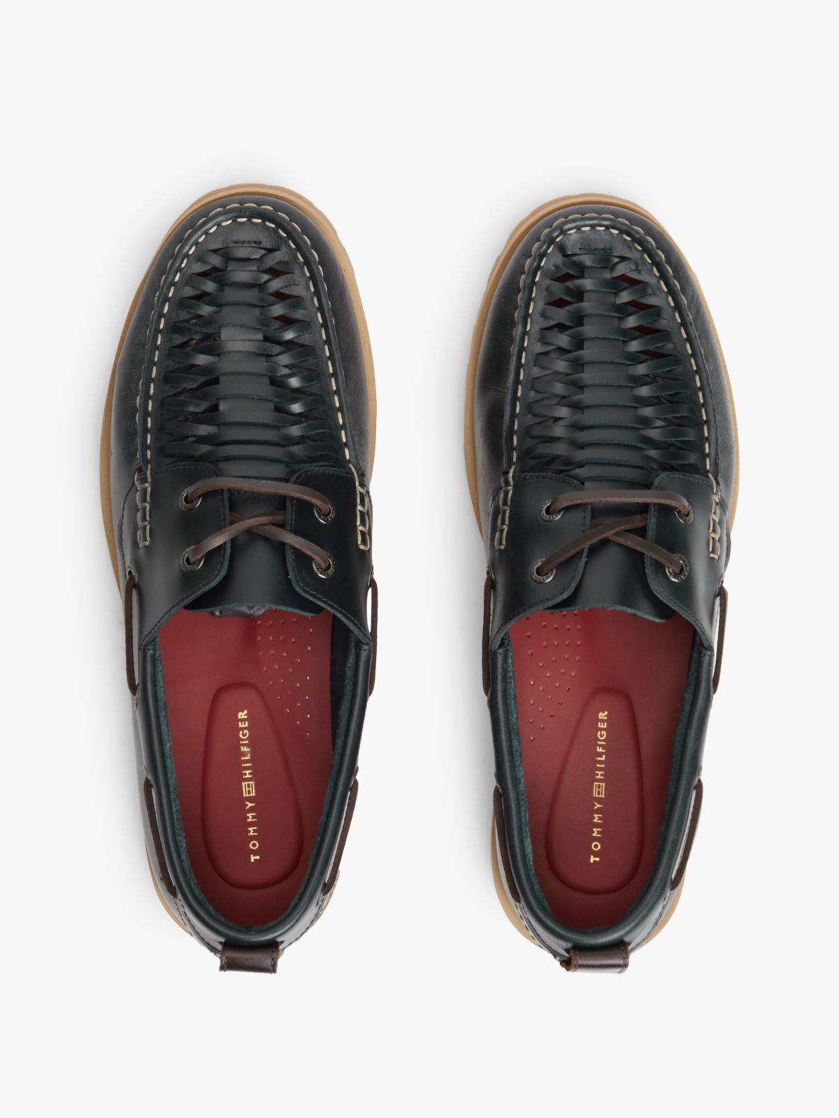 Leather Braided Boat Shoes — Blue