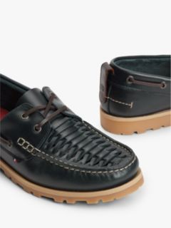 Leather Braided Boat Shoes — Blue 6