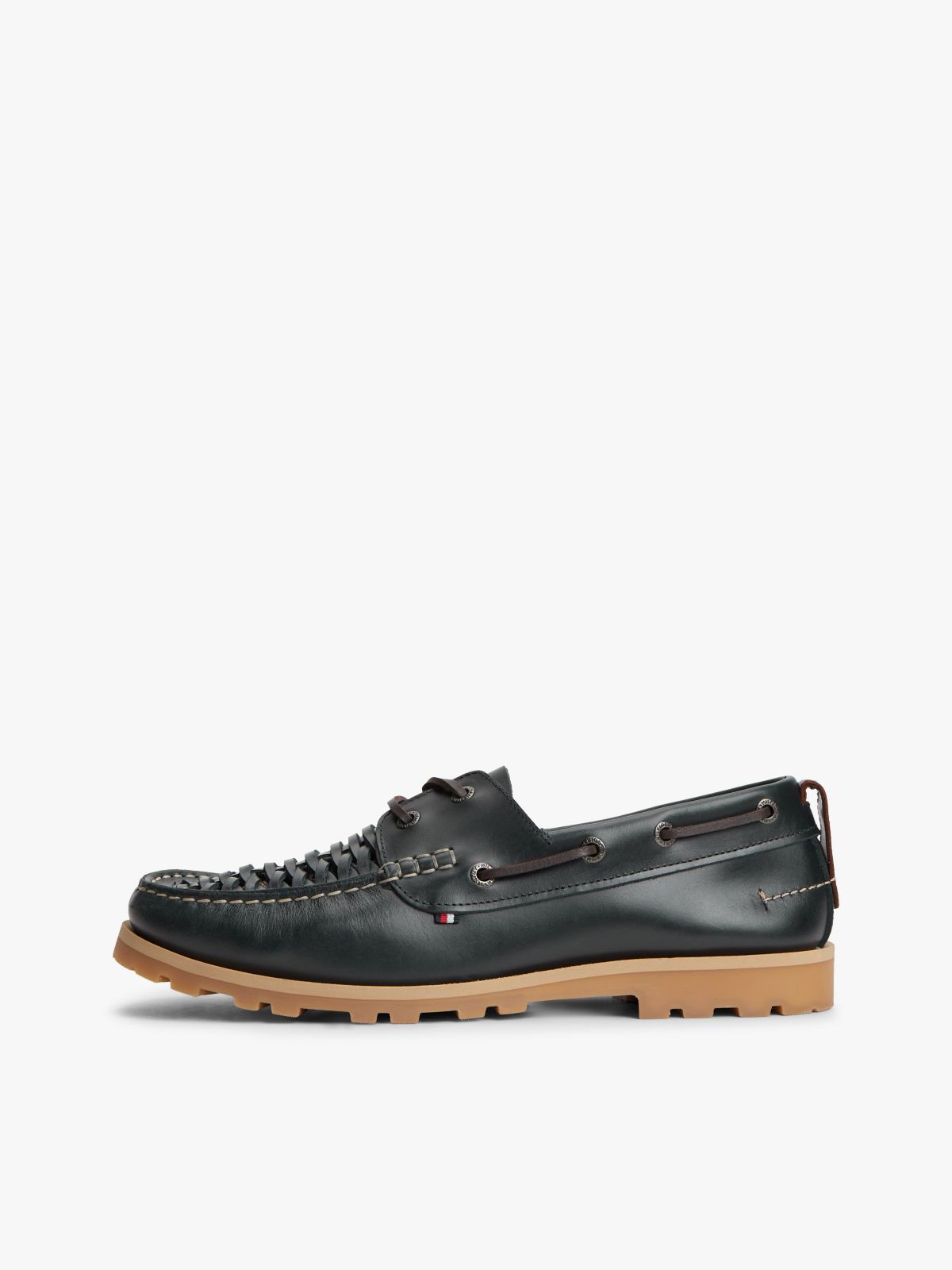 Leather Braided Boat Shoes — Blue