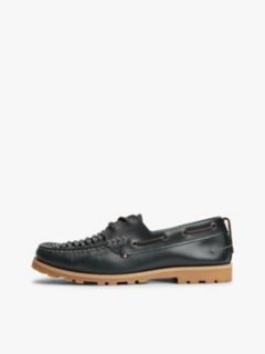 Leather Braided Boat Shoes — Blue 7