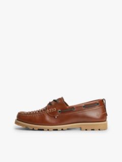 Leather Braided Boat Shoes — Brown 7