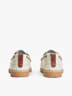 Leather Braided Boat Shoes — White 4
