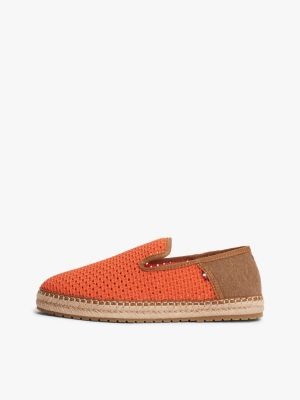 orange knit flexible espadrilles for men tommy hilfiger