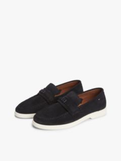 Flag Plaque Suede Loafers — Blue 2