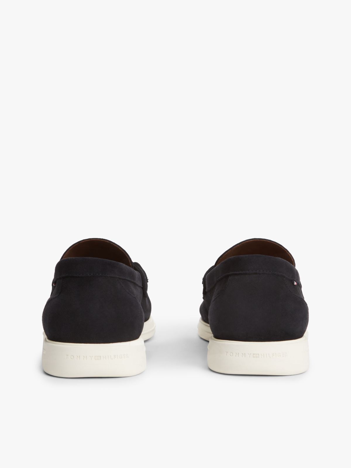 Flag Plaque Suede Loafers — Blue