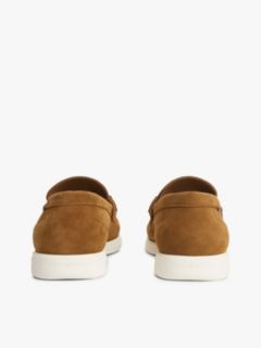 Flag Plaque Suede Loafers — Brown 4