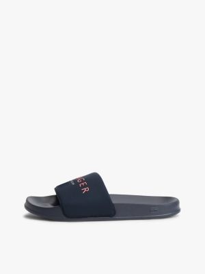blue logo pool slides for men tommy hilfiger