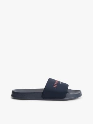 blue logo pool slides for men tommy hilfiger