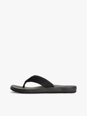 black contoured footbed flip-flops for men tommy hilfiger