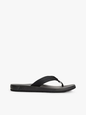 black contoured footbed flip-flops for men tommy hilfiger
