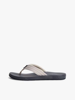 beige contoured footbed flip-flops for men tommy hilfiger