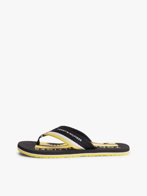 schwarz flip-flops mit gestreiften gewebe-riemen für herren - tommy hilfiger