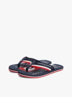 Stripe Webbing Strap Flip-Flops — Blue 2