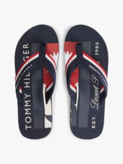 Stripe Webbing Strap Flip-Flops — Blue 3