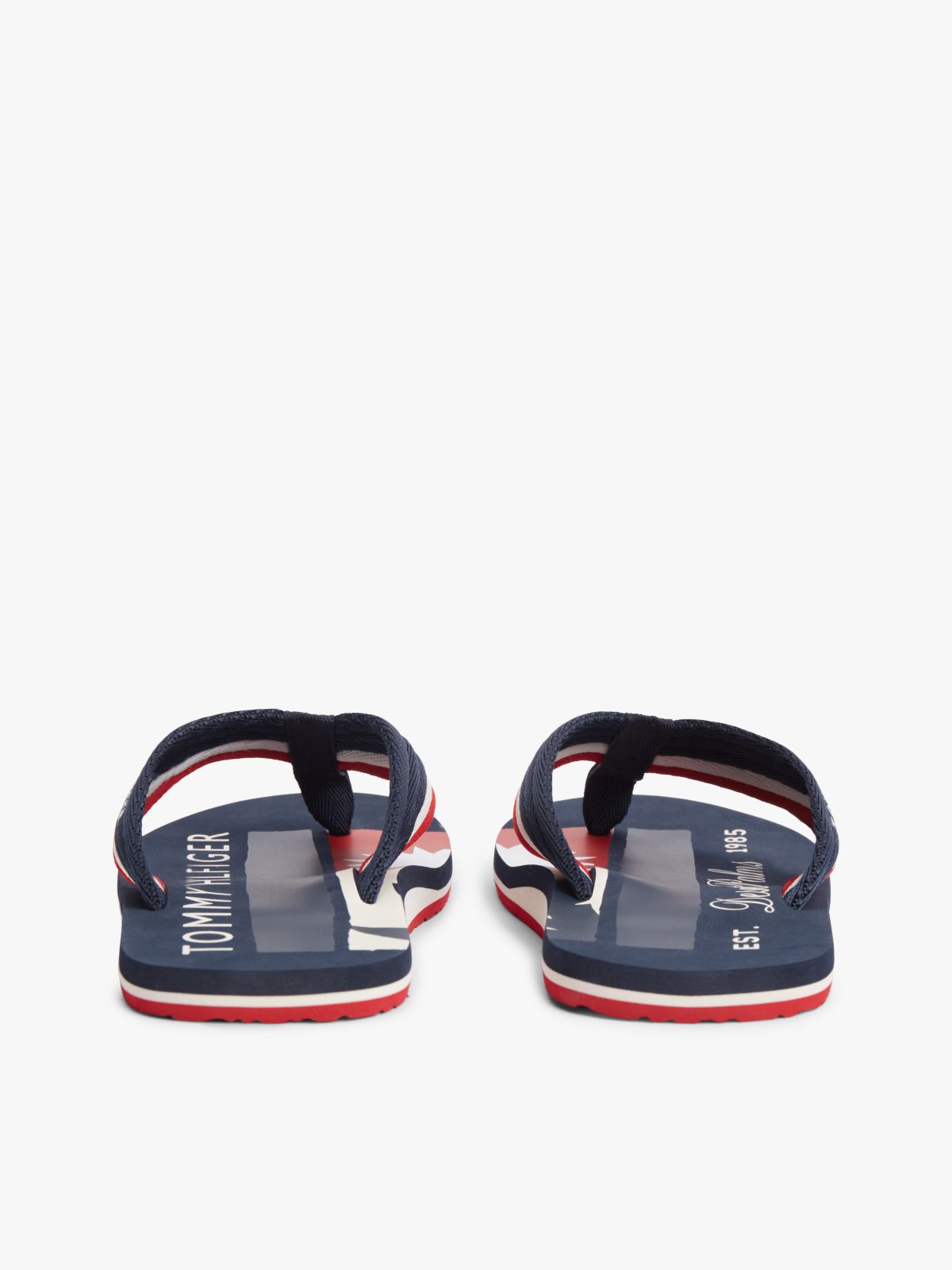 Stripe Webbing Strap Flip-Flops — Blue