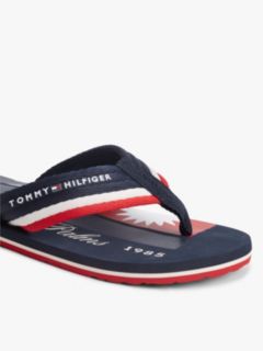 Stripe Webbing Strap Flip-Flops — Blue 6