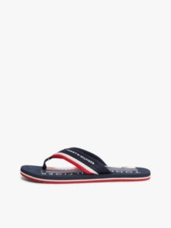 Stripe Webbing Strap Flip-Flops — Blue 7