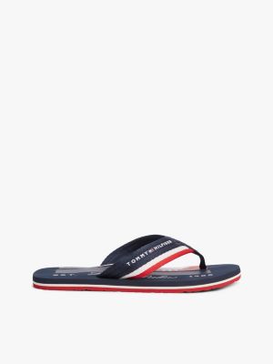blue stripe webbing strap flip-flops for men tommy hilfiger