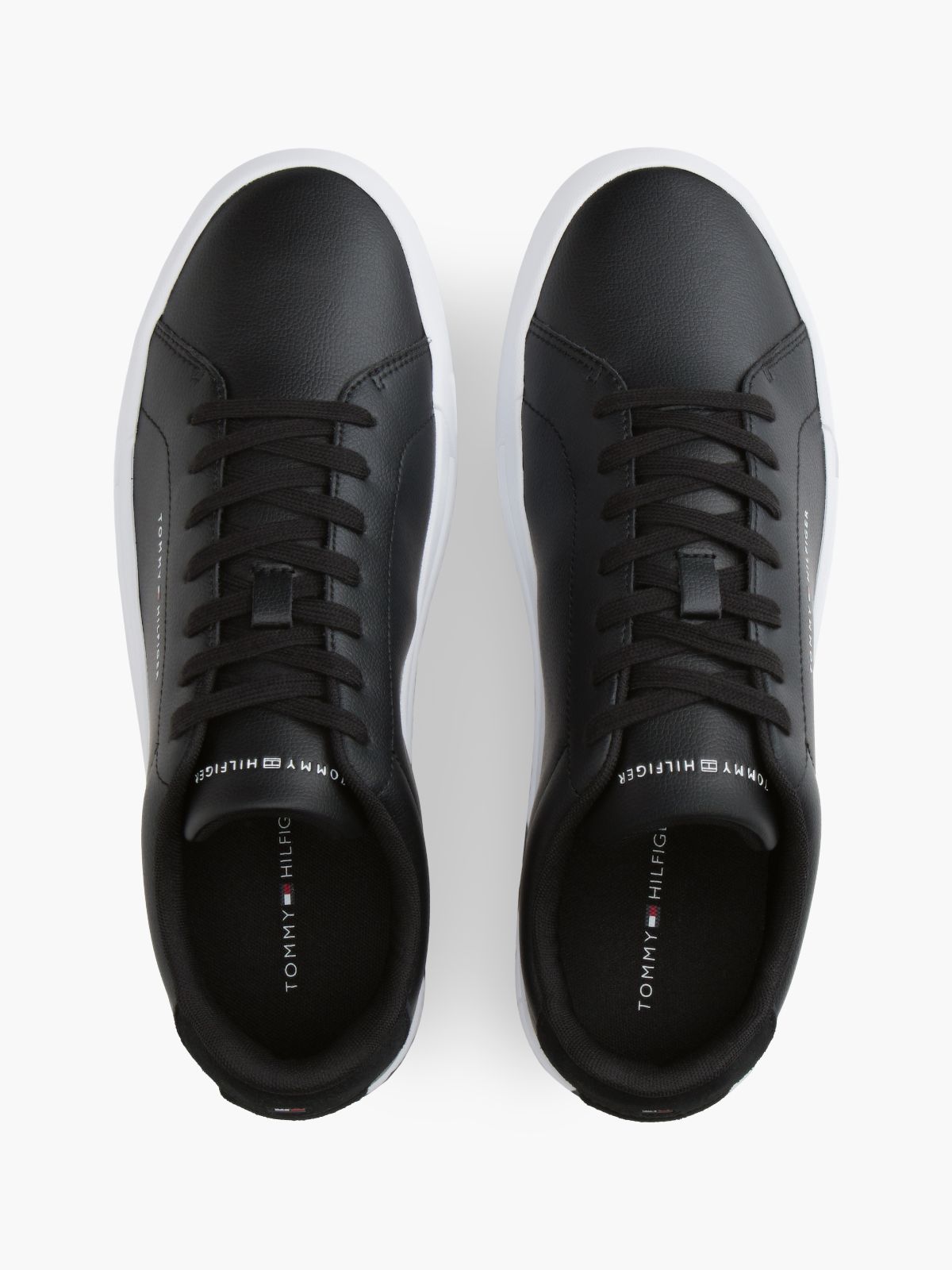 Logo Court Trainers With Leather — Black