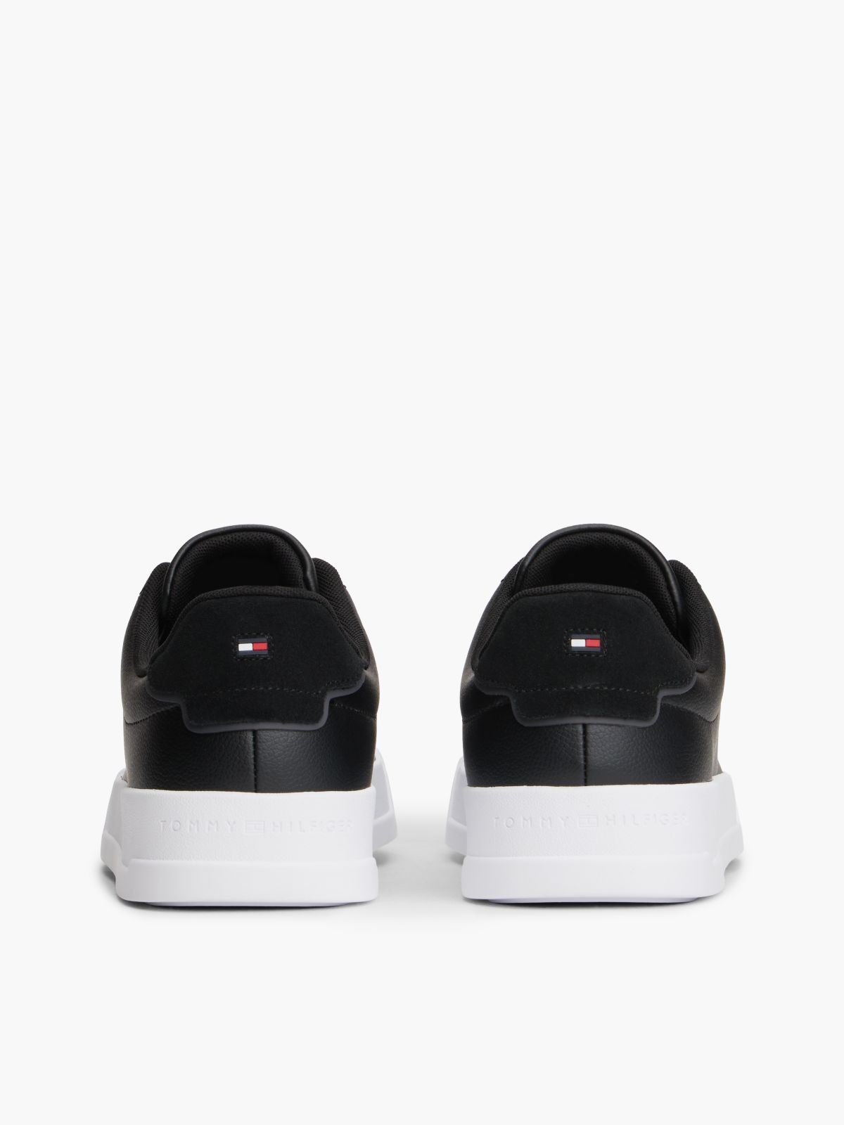 Logo Court Trainers With Leather — Black