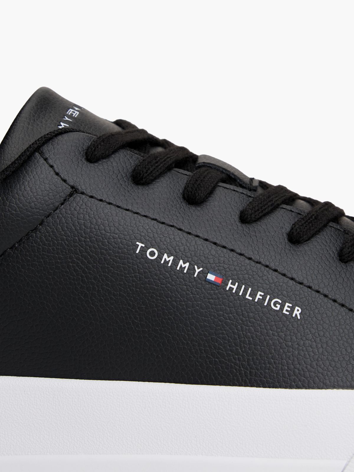 Logo Court Trainers With Leather — Black