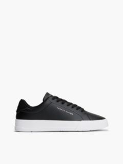Logo Court Trainers With Leather — Black 1