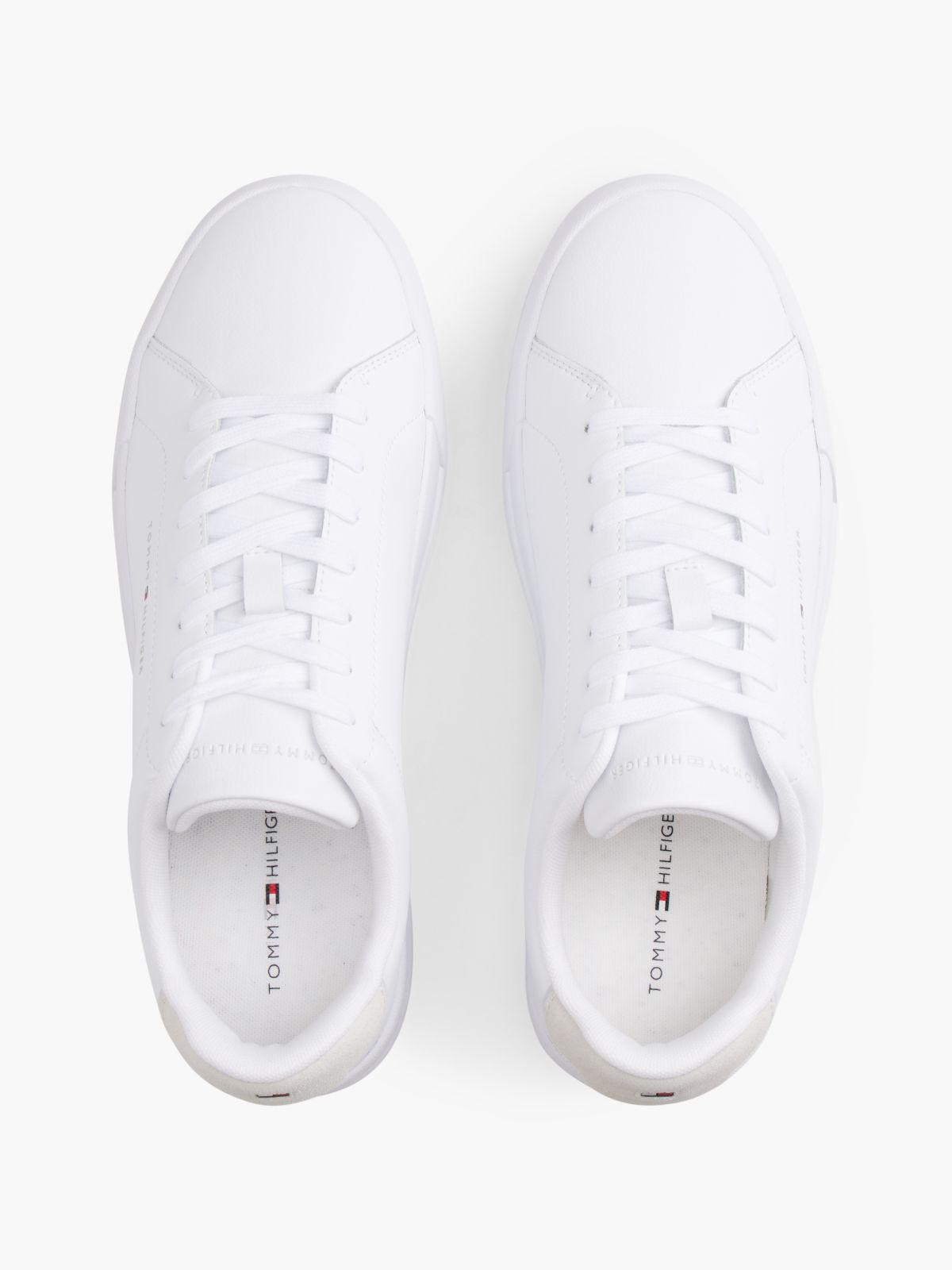 Logo Court Trainers With Leather — White