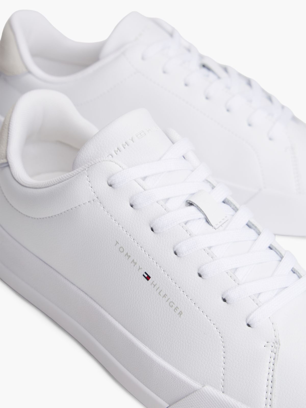 Logo Court Trainers With Leather — White