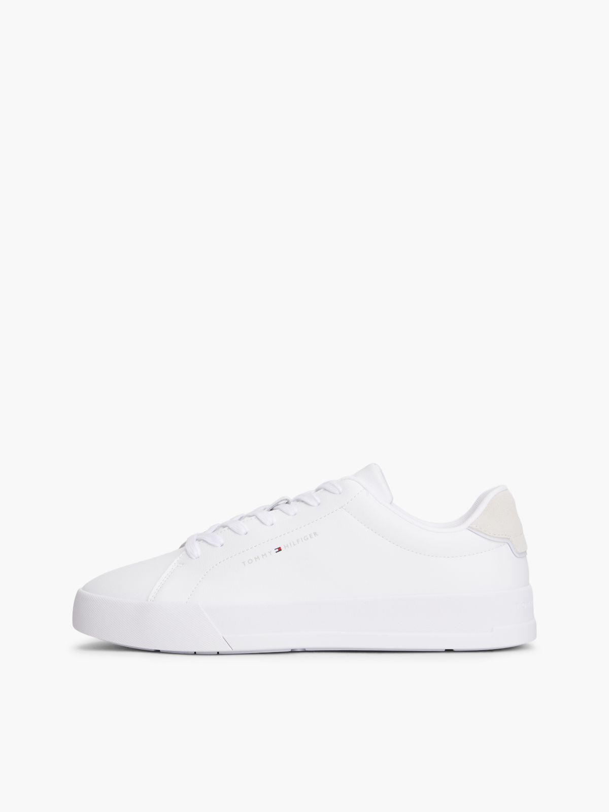 Logo Court Trainers With Leather — White