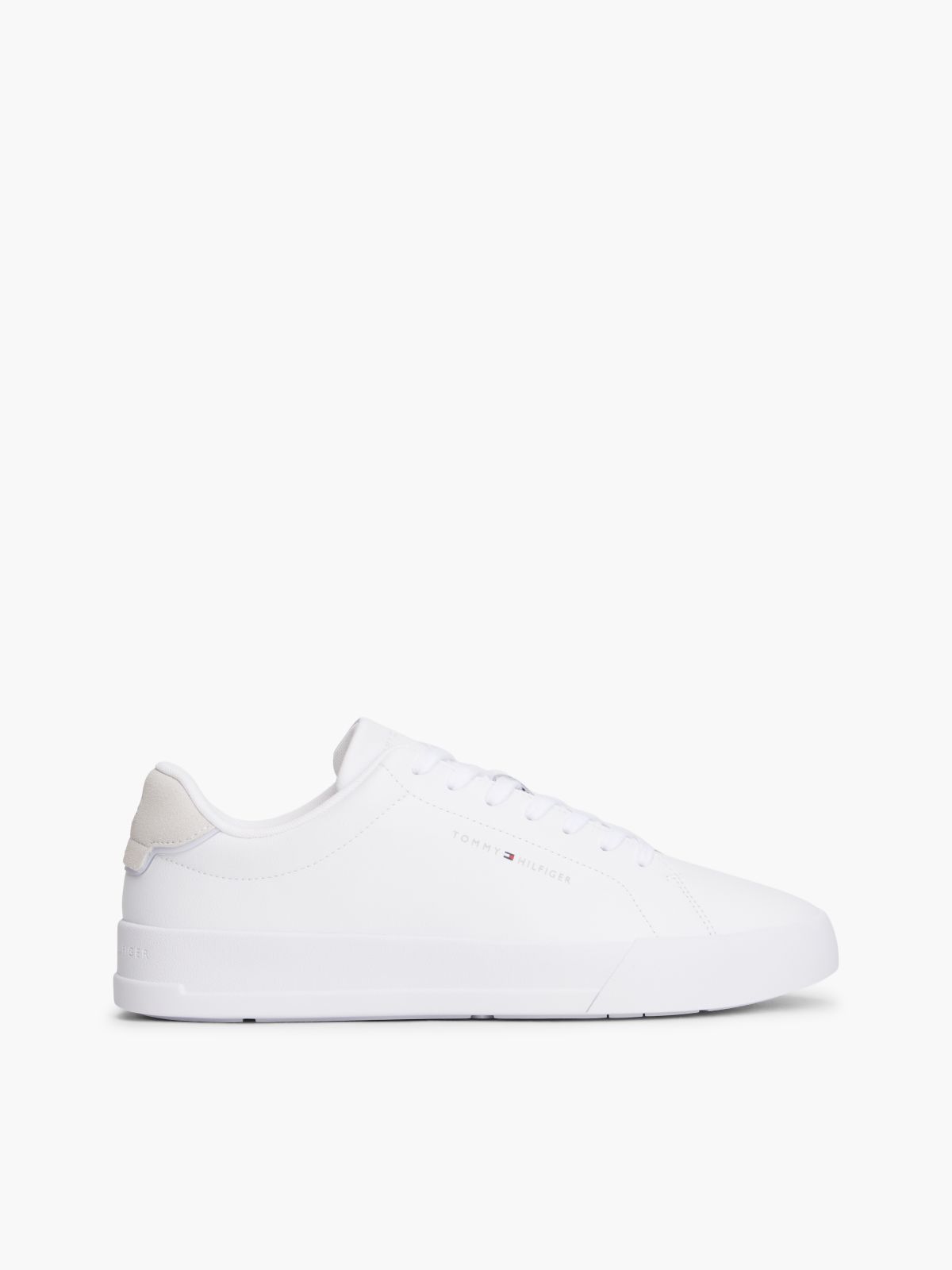 Logo Court Trainers With Leather — White