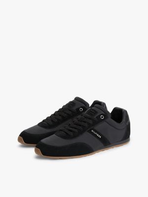 baskets basses en textile noir pour hommes tommy hilfiger