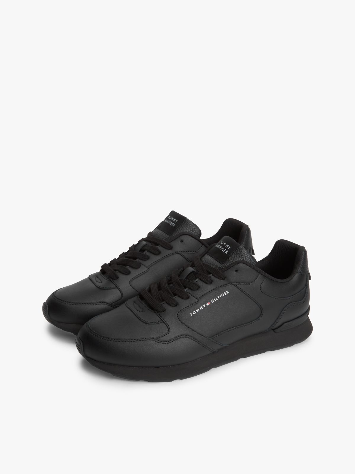 Logo Lightweight Trainers With Leather — Black