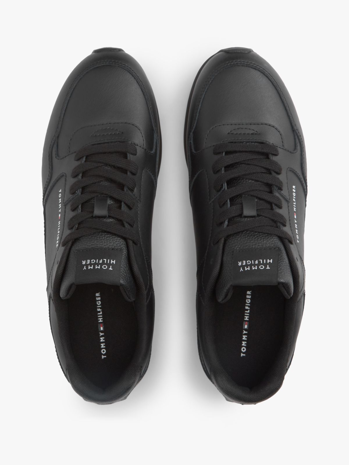 Logo Lightweight Trainers With Leather — Black