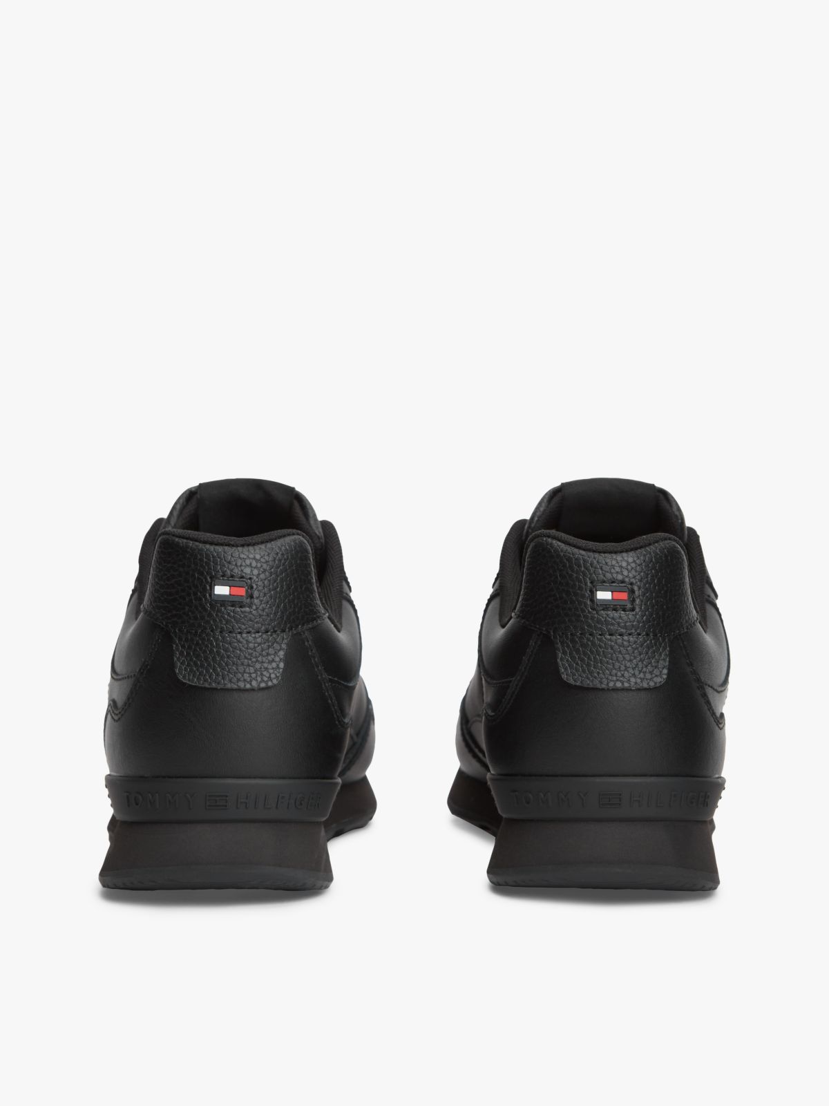 Logo Lightweight Trainers With Leather — Black