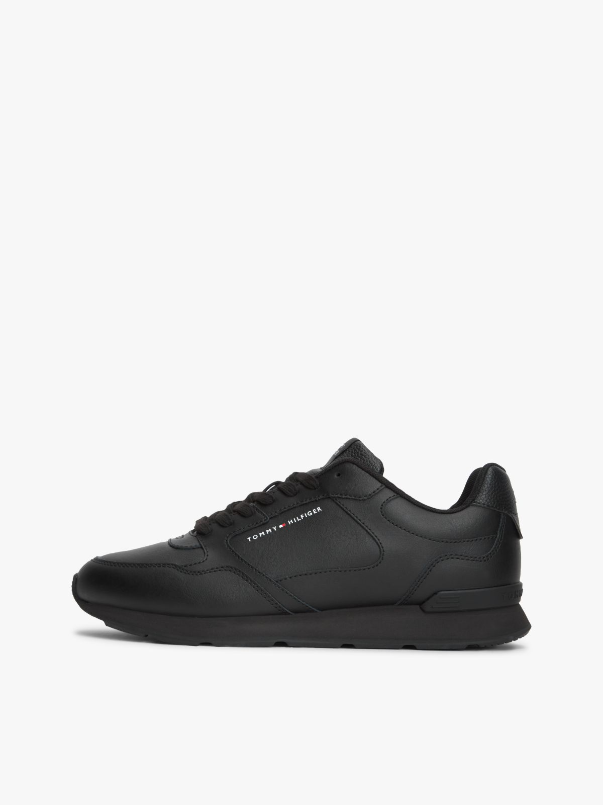 Logo Lightweight Trainers With Leather — Black