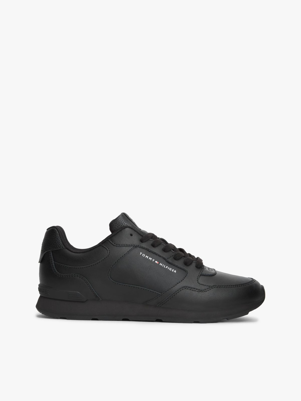 Logo Lightweight Trainers With Leather — Black
