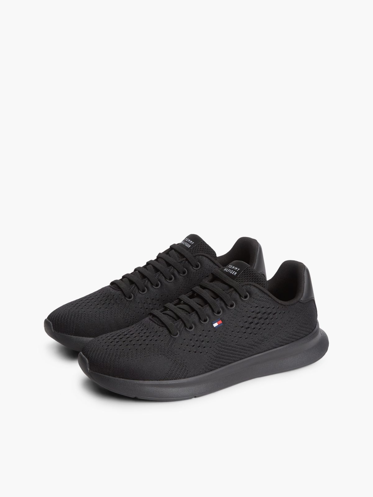 Lightweight Jacquard Knit Trainers — Black