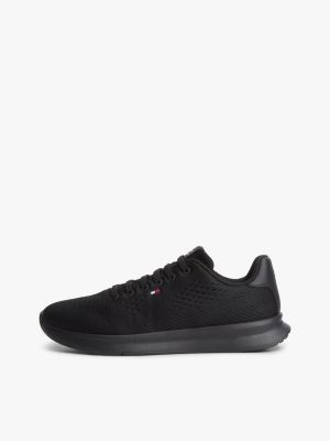 schwarz leichtgewichtiger sneaker aus jacquard-strick für herren - tommy hilfiger