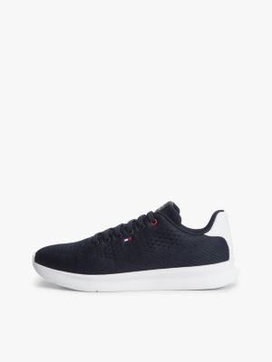 baskets légères en maille jacquard bleu pour hommes tommy hilfiger