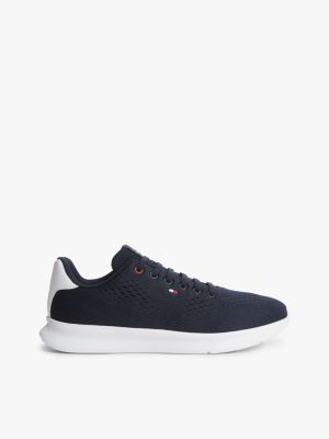 baskets légères en maille jacquard blue pour hommes tommy hilfiger
