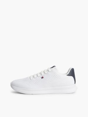 weiß leichtgewichtiger sneaker aus jacquard-strick für herren - tommy hilfiger