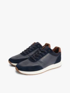 Suede Mixed Texture Trainers — Blue 2