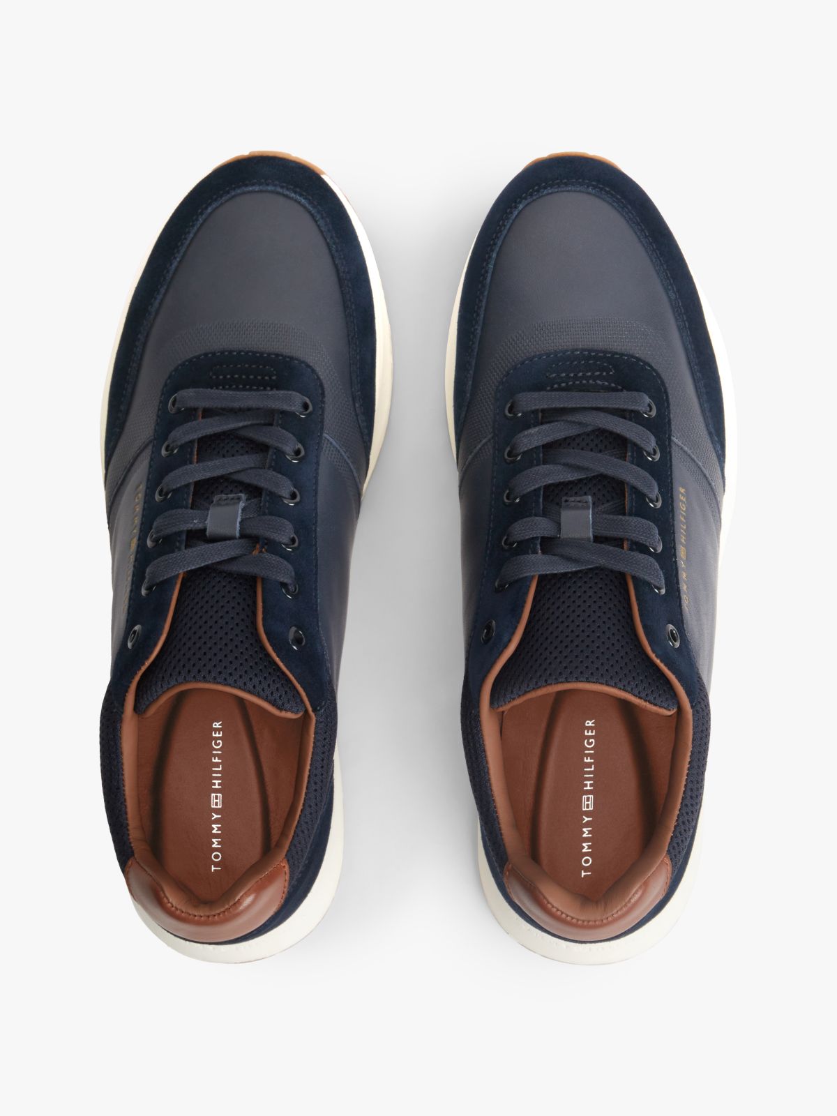 Suede Mixed Texture Trainers — Blue