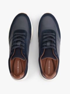 Suede Mixed Texture Trainers — Blue 3