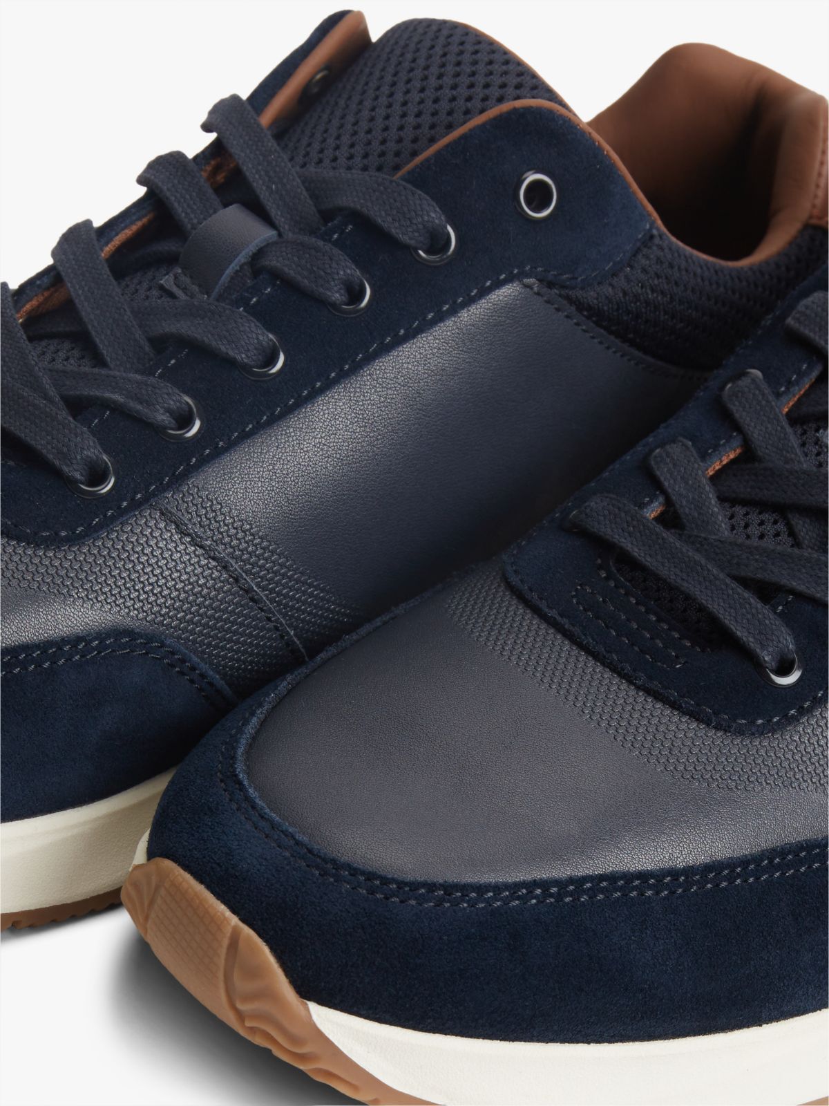 Suede Mixed Texture Trainers — Blue