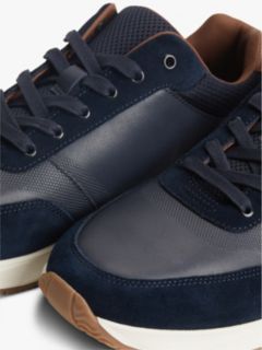 Suede Mixed Texture Trainers — Blue 6